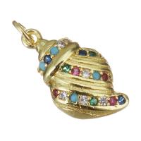 Cubic Zirconia Micro Pave Brass Pendant, Conch, gold color plated, micro pave cubic zirconia Approx 2.5mm 