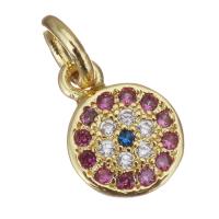 Cubic Zirconia Micro Pave Brass Pendant, Round, gold color plated, micro pave cubic zirconia Approx 3mm 