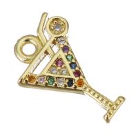 Cubic Zirconia Micro Pave Brass Pendant, gold color plated, micro pave cubic zirconia Approx 1.5mm 