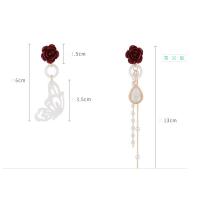 Asymmetric Earrings, Zinc Alloy, with Plastic Pearl, fashion jewelry & for woman 