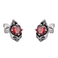 Boucles d'oreilles en acier titane, zircon cubique, Placage, bijoux de mode & unisexe, argent, Vendu par paire