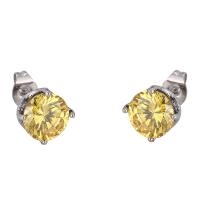 Boucles d'oreilles en acier titane, zircon cubique, Placage, bijoux de mode & unisexe, argent, Vendu par paire