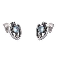 Boucles d'oreilles en acier titane, zircon cubique, Placage, bijoux de mode & unisexe, argent, Vendu par paire