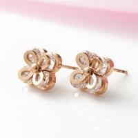 Boucles d'oreilles en acier titane, Placage, bijoux de mode & pour femme, couleur or rose, 10MMX10MM, Vendu par paire