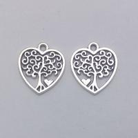 Colgantes de Aleación de Zinc en Forma de Corazón, chapado en color de plata antigua, Bricolaje, 19x17x1.4mm, Vendido por UD