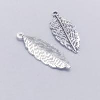 Pendentifs feuilles en alliage de zinc , Plaqué de couleur d'argent, DIY Vendu par PC