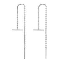 Fil d'argent Sterling Grâce Boucles d'oreilles, Argent sterling 925, Placage, chaîne ovale & pour femme, plus de couleurs à choisir, 88mm, Vendu par paire