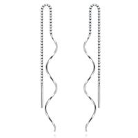 Fil d'argent Sterling Grâce Boucles d'oreilles, Argent sterling 925, Placage, chaîne de boîte & pour femme, plus de couleurs à choisir, 90mm, Vendu par paire