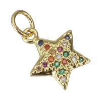 Cubic Zirconia Micro Pave Brass Pendant, Star, gold color plated, micro pave cubic zirconia Approx 3.5mm 