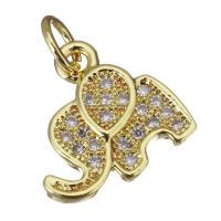 Cubic Zirconia Micro Pave Brass Pendant, Elephant, gold color plated, micro pave cubic zirconia Approx 3.5mm 