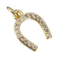 Cubic Zirconia Micro Pave Brass Pendant, Horseshoes, gold color plated, micro pave cubic zirconia Approx 2.5mm 