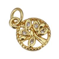 Cubic Zirconia Micro Pave Brass Pendant, Round, gold color plated, micro pave cubic zirconia & hollow Approx 2.5mm 