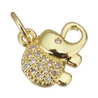 Cubic Zirconia Micro Pave Brass Pendant, Elephant, gold color plated, micro pave cubic zirconia Approx 3mm 