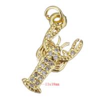 Cubic Zirconia Micro Pave Brass Pendant, Lobster, gold color plated, micro pave cubic zirconia Approx 2.5mm 