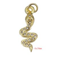 Cubic Zirconia Micro Pave Brass Pendant, Snake, gold color plated, micro pave cubic zirconia Approx 2.5mm 