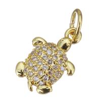 Cubic Zirconia Micro Pave Brass Pendant, Turtle, gold color plated, micro pave cubic zirconia Approx 3.5mm 