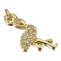 Cubic Zirconia Micro Pave Brass Pendant, Crane, gold color plated, micro pave cubic zirconia Approx 2.5mm 