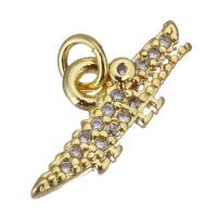 Cubic Zirconia Micro Pave Brass Pendant, Crocodile, gold color plated, micro pave cubic zirconia Approx 2.5mm 