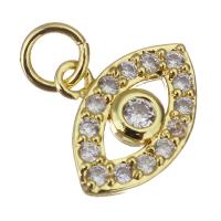 Cubic Zirconia Micro Pave Brass Pendant, gold color plated, micro pave cubic zirconia & hollow Approx 3.5mm 