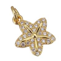 Cubic Zirconia Micro Pave Brass Pendant, Flower, gold color plated, micro pave cubic zirconia Approx 2.5mm 