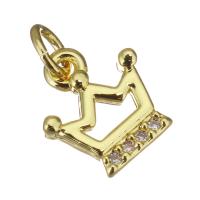 Cubic Zirconia Micro Pave Brass Pendant, Crown, gold color plated, micro pave cubic zirconia & hollow Approx 2.5mm 