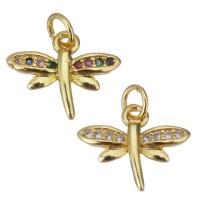 Cubic Zirconia Micro Pave Brass Pendant, Dragonfly, gold color plated, micro pave cubic zirconia Approx 2.5mm 