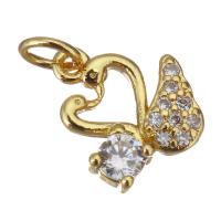 Cubic Zirconia Micro Pave Brass Pendant, Swan, gold color plated, micro pave cubic zirconia & hollow Approx 2.5mm 