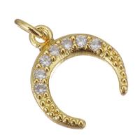 Cubic Zirconia Micro Pave Brass Pendant, Moon, gold color plated, micro pave cubic zirconia Approx 2.5mm 