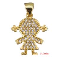 Cubic Zirconia Micro Pave Brass Pendant, Girl, gold color plated, micro pave cubic zirconia Approx 3.5mm 