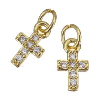 Cubic Zirconia Micro Pave Brass Pendant, Cross, gold color plated, micro pave cubic zirconia Approx 2.5mm 