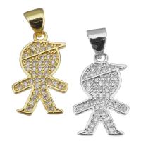 Cubic Zirconia Micro Pave Brass Pendant, Boy, gold color plated, micro pave cubic zirconia Approx 3.5mm 