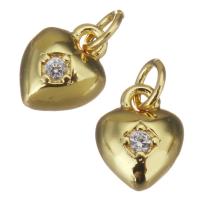 Cubic Zirconia Micro Pave Brass Pendant, Heart, gold color plated, micro pave cubic zirconia Approx 2.5mm 