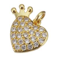 Cubic Zirconia Micro Pave Brass Pendant, Heart, gold color plated, micro pave cubic zirconia Approx 2.5mm 