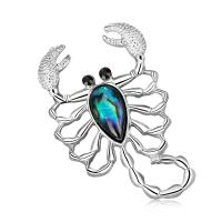 Zinc Alloy Jewelry Brooch, with Abalone Shell, silver color plated, for woman & with rhinestone 