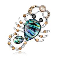 Zinc Alloy Jewelry Brooch, with Abalone Shell, silver color plated, for woman & with rhinestone 