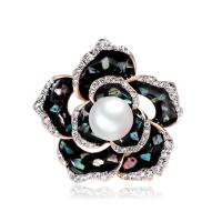 Zinc Alloy Jewelry Brooch, with Shell, plated, for woman & with rhinestone 