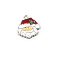 Zinc Alloy Christmas Pendants, Santa Claus, silver color plated, DIY & for woman & enamel, multi-colored 