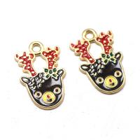 Zinc Alloy Christmas Pendants, gold color plated, DIY & for woman & enamel, multi-colored 