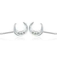 Silver Earring Zircon pavent Sterling, Argent sterling 925, lune, Placage, pavé de micro zircon & pour femme, plus de couleurs à choisir Vendu par paire