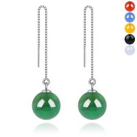 Fil d'argent Sterling Grâce Boucles d'oreilles, Argent sterling 925, avec calcédoine & Agate, Rond, Plaqué de platine, styles différents pour le choix & pour femme, 65mm, Vendu par paire