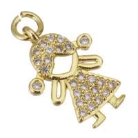 Cubic Zirconia Micro Pave Brass Pendant, Girl, gold color plated, micro pave cubic zirconia & hollow Approx 2.5mm 