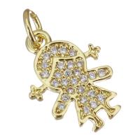 Cubic Zirconia Micro Pave Brass Pendant, Girl, gold color plated, micro pave cubic zirconia Approx 3mm 