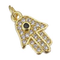 Cubic Zirconia Micro Pave Brass Pendant, Hand, gold color plated, micro pave cubic zirconia Approx 2.5mm 