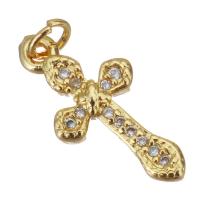 Cubic Zirconia Micro Pave Brass Pendant, Cross, gold color plated, micro pave cubic zirconia Approx 2.5mm 