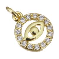 Cubic Zirconia Micro Pave Brass Pendant, gold color plated, micro pave cubic zirconia & hollow Approx 2.5mm 