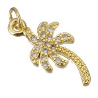 Cubic Zirconia Micro Pave Brass Pendant, Tree, gold color plated, micro pave cubic zirconia Approx 2.5mm 