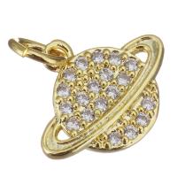 Cubic Zirconia Micro Pave Brass Pendant, gold color plated, micro pave cubic zirconia & hollow Approx 3.5mm 