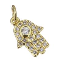 Cubic Zirconia Micro Pave Brass Pendant, Hand, gold color plated, micro pave cubic zirconia Approx 3.5mm 