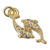 Cubic Zirconia Micro Pave Brass Pendant, Dolphin, gold color plated, micro pave cubic zirconia Approx 2.5mm 