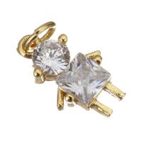 Cubic Zirconia Micro Pave Brass Pendant, Boy, gold color plated, micro pave cubic zirconia Approx 2.5mm 